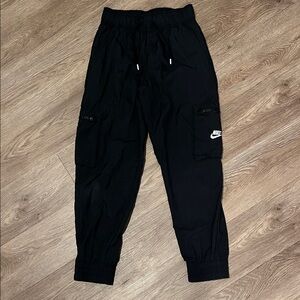 Nike Kids Black Nylon Joggers with Cargo Pockets